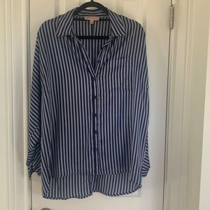 Philosophy stripe long sleeve top, M, shades of light and dark blue